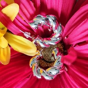 COPY - Lightweight silver twisted hoops with post